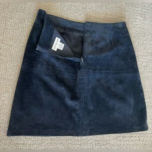 Navy Blue 100% Leather Skirt